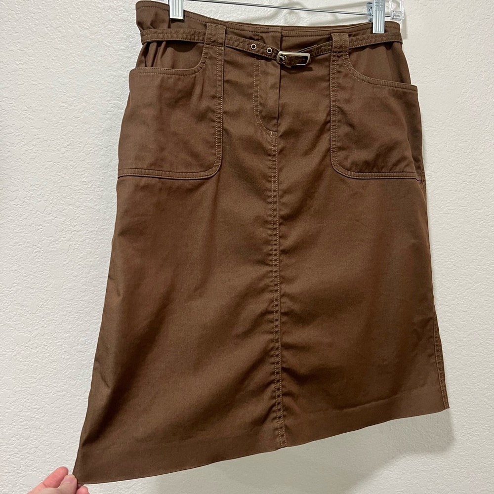 Anthropologie Cynthia Steffe Khaki Belted A Line Pencil Skirt - Picture 4 of 14